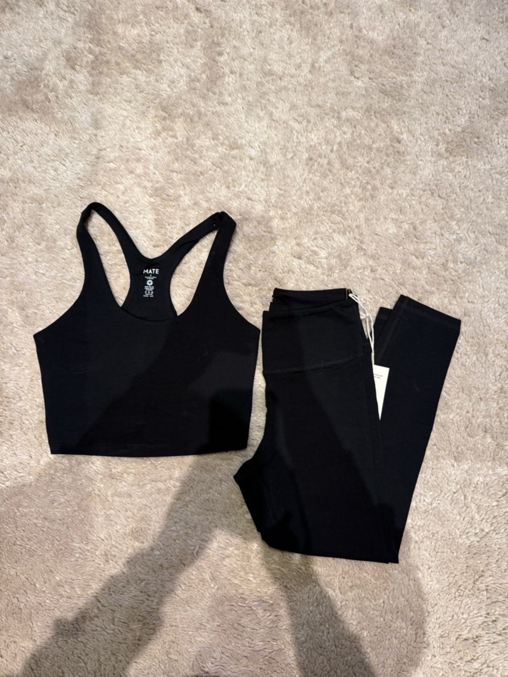 Mate the Label Organic Cotton bra tank and midi leggings set NWT small